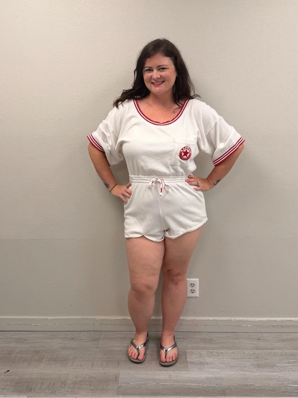 Anthropologie White Short Sleeve Romper - Size Large